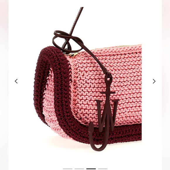NWT JW Anderson The Bumper 15 Bag Pink and Burgundy Crochet - Picture 2 of 5